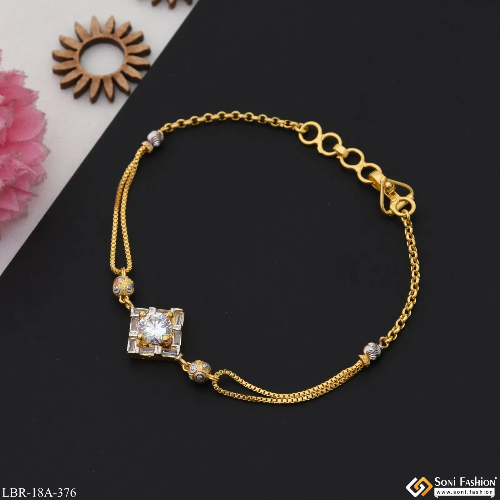 1 Gram Gold Plated Dazzling Design Bracelet for Ladies - Style A376