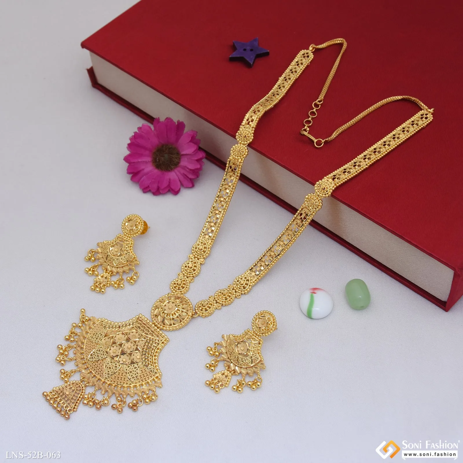 1 Gram Gold Plated Dazzling Design Necklace Set for Women - Style B063