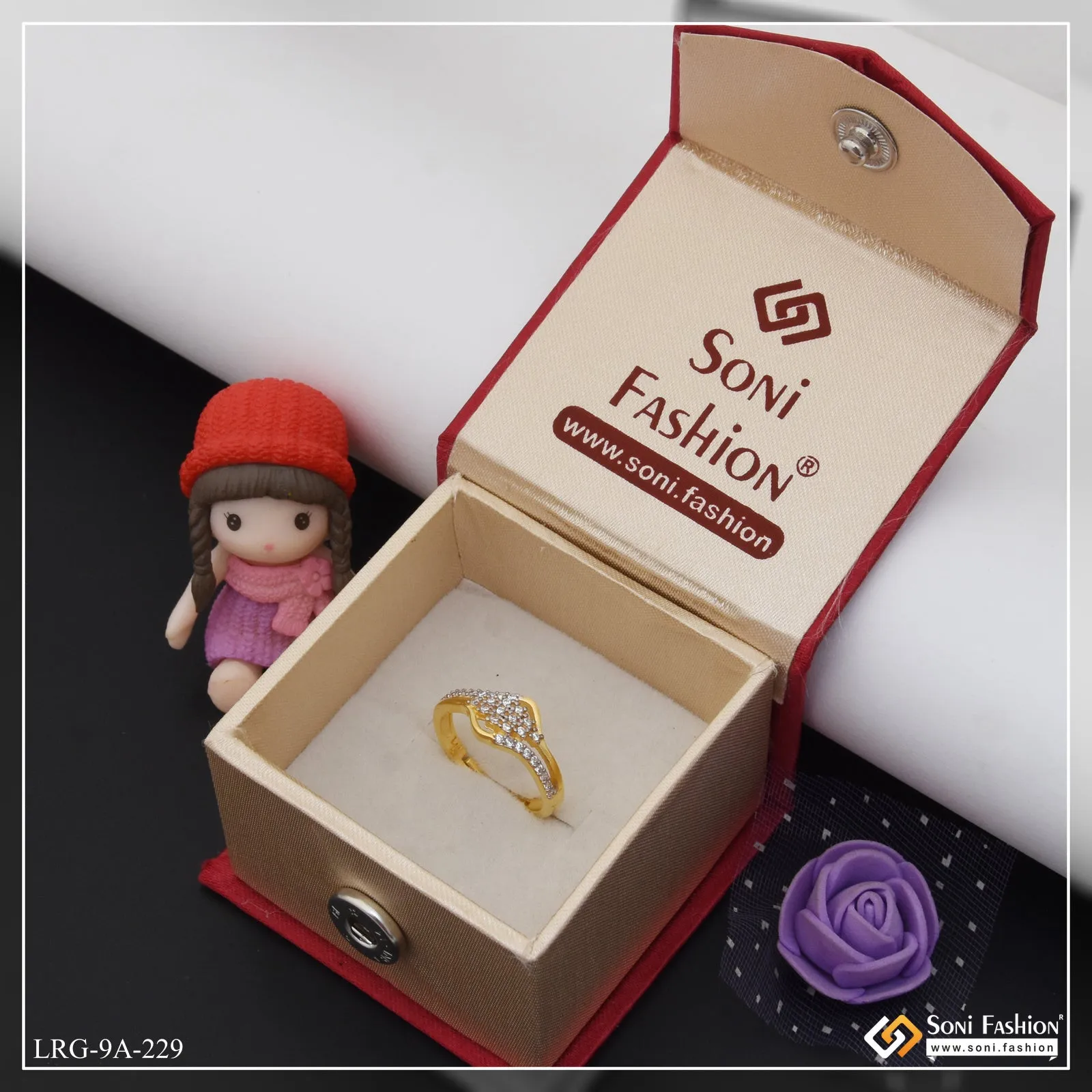 1 Gram Gold Plated Dazzling Design Ring for Ladies - Style A229
