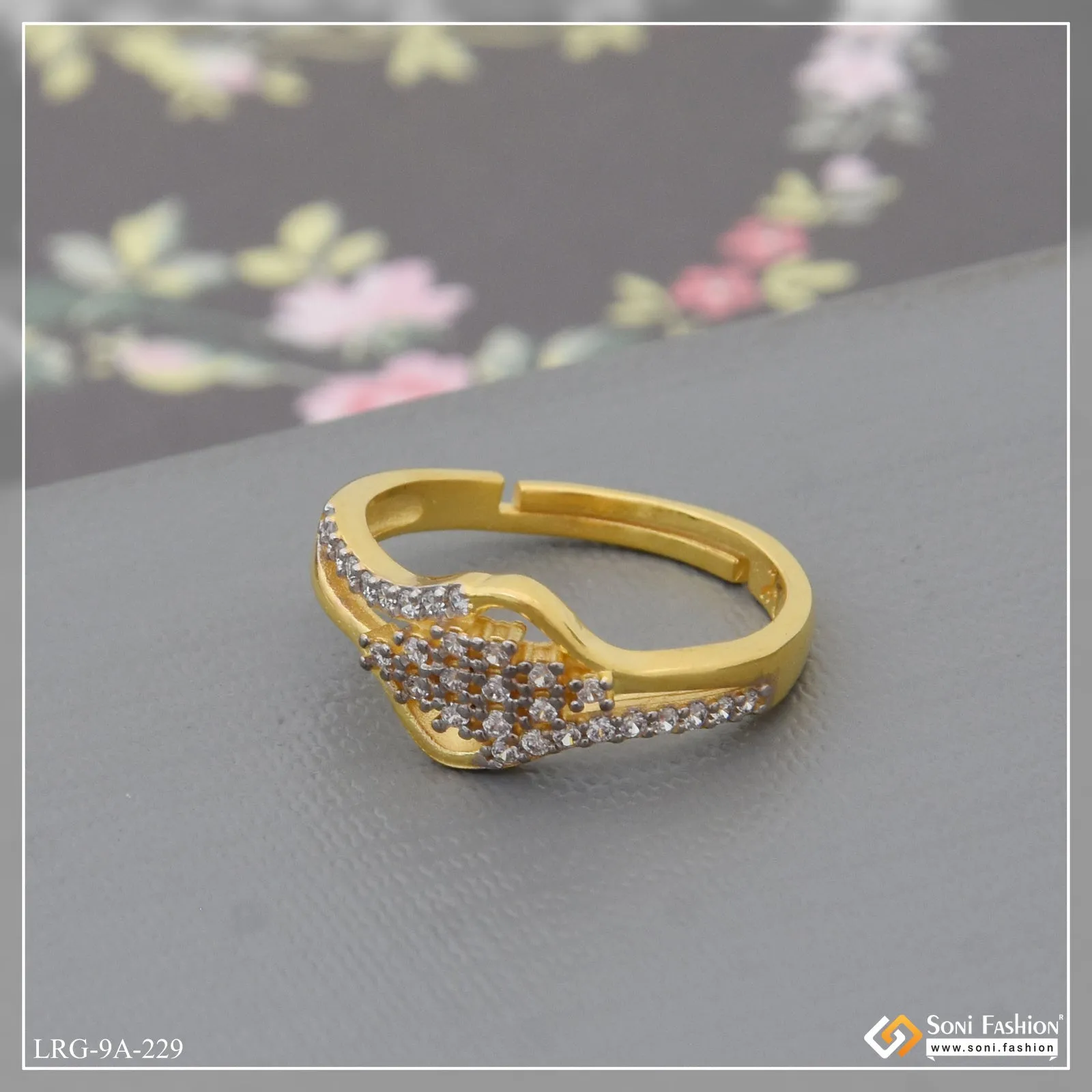 1 Gram Gold Plated Dazzling Design Ring for Ladies - Style A229