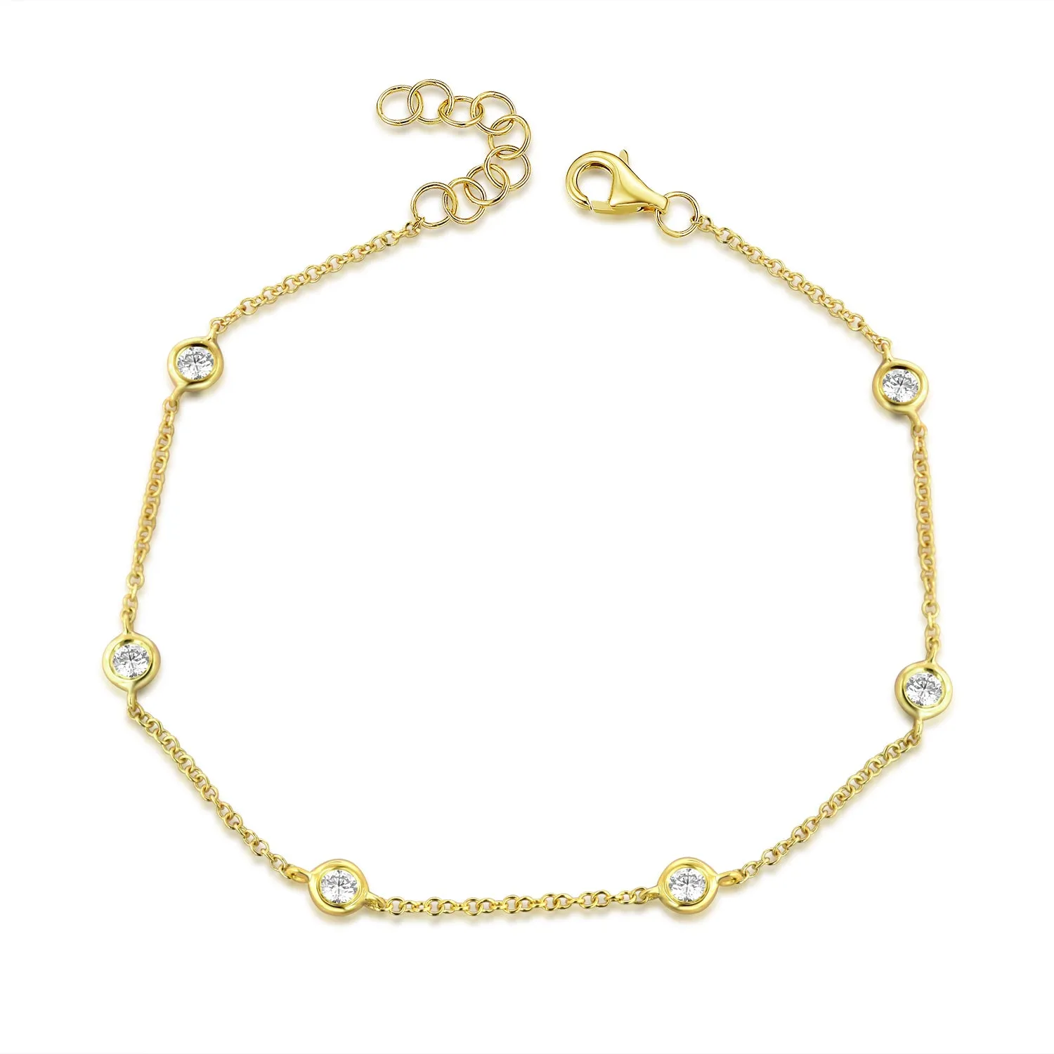 14k Gold & Diamond Station Bracelet - 0.29ct
