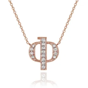 14K Rose Gold Armenian Initial Diamond Necklace