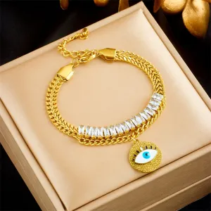 316L Stainless Steel Round Big Eye Charms Bracelet For Women