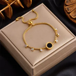 316L Stainless Steel Round Roman Number Bracelet For Women