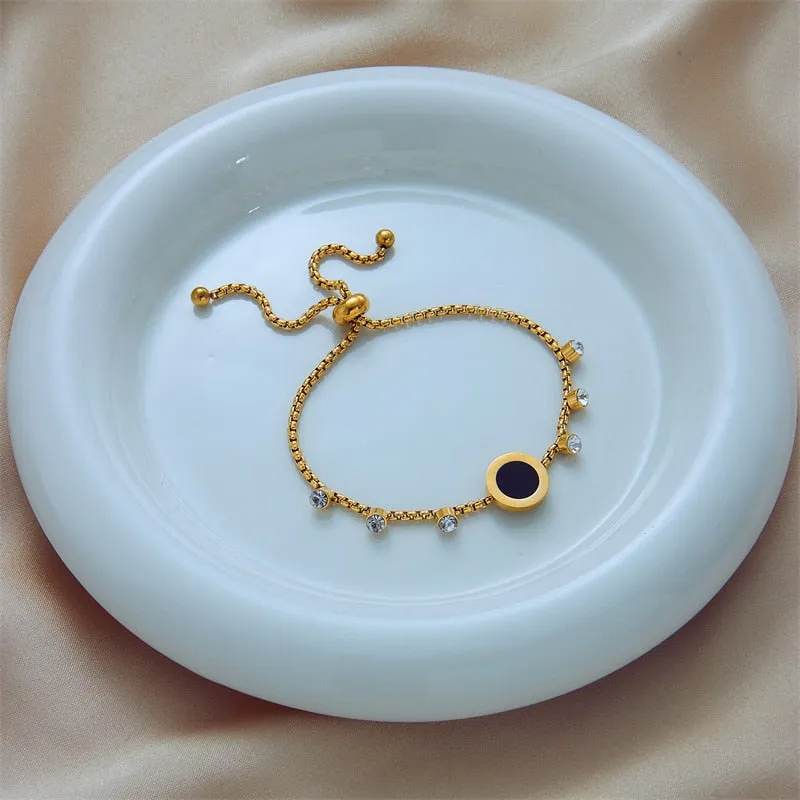 316L Stainless Steel Round Roman Number Bracelet For Women