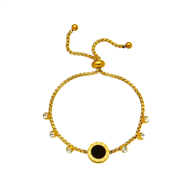 316L Stainless Steel Round Roman Number Bracelet For Women