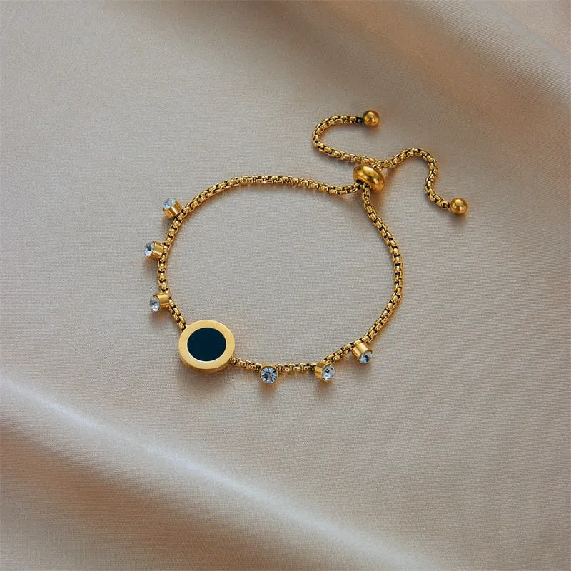 316L Stainless Steel Round Roman Number Bracelet For Women