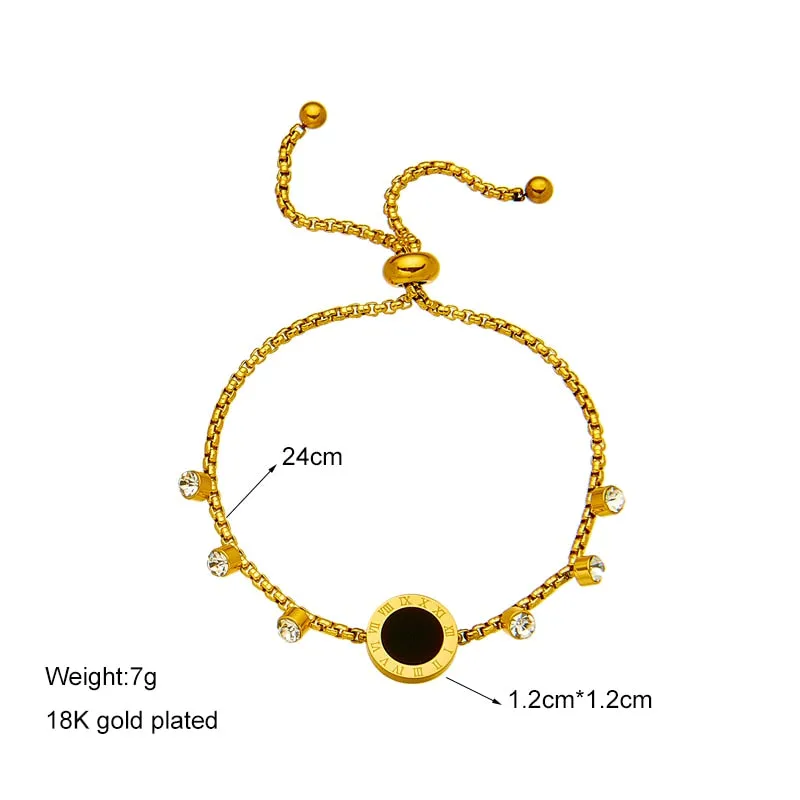 316L Stainless Steel Round Roman Number Bracelet For Women