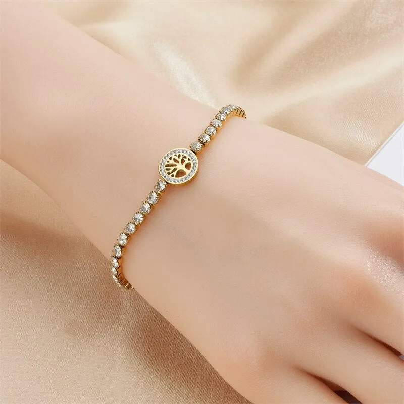 316L Stainless Steel Round Tree Bracelet For Women