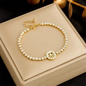 316L Stainless Steel Round Tree Bracelet For Women