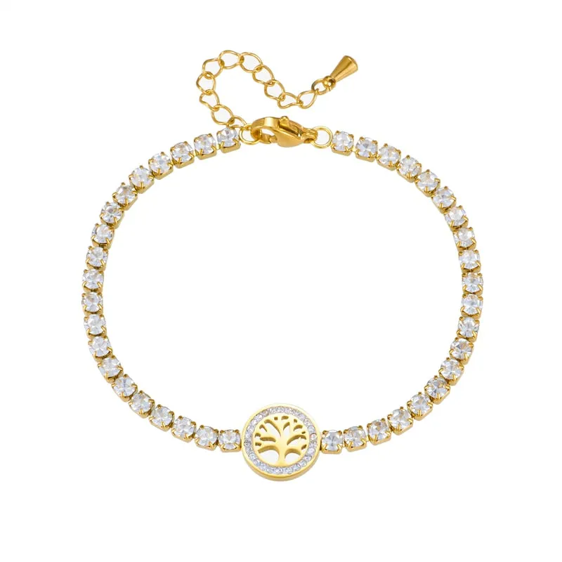 316L Stainless Steel Round Tree Bracelet For Women