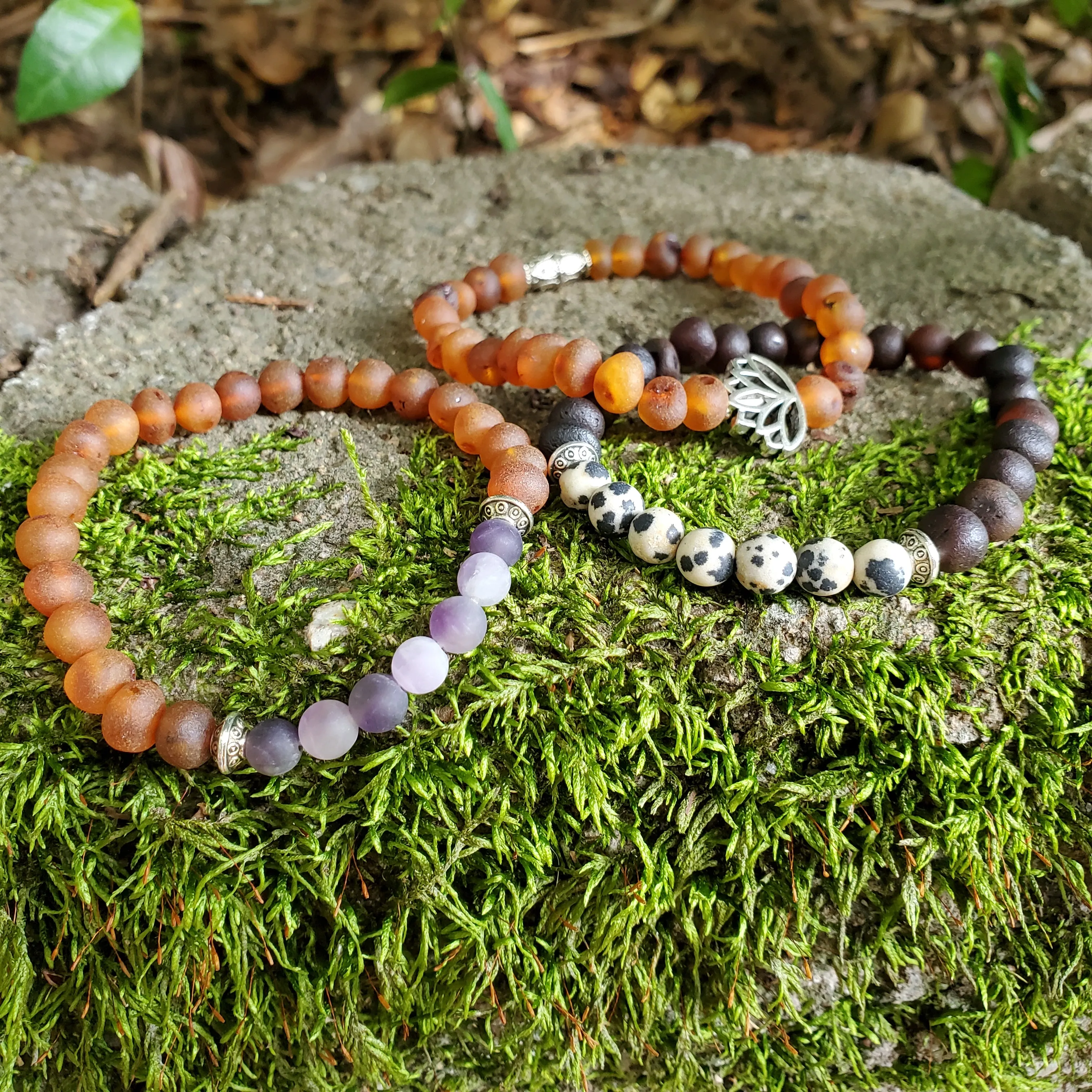 Adults | Lotus Flower   Raw Cognac Aromatherapy Bracelet