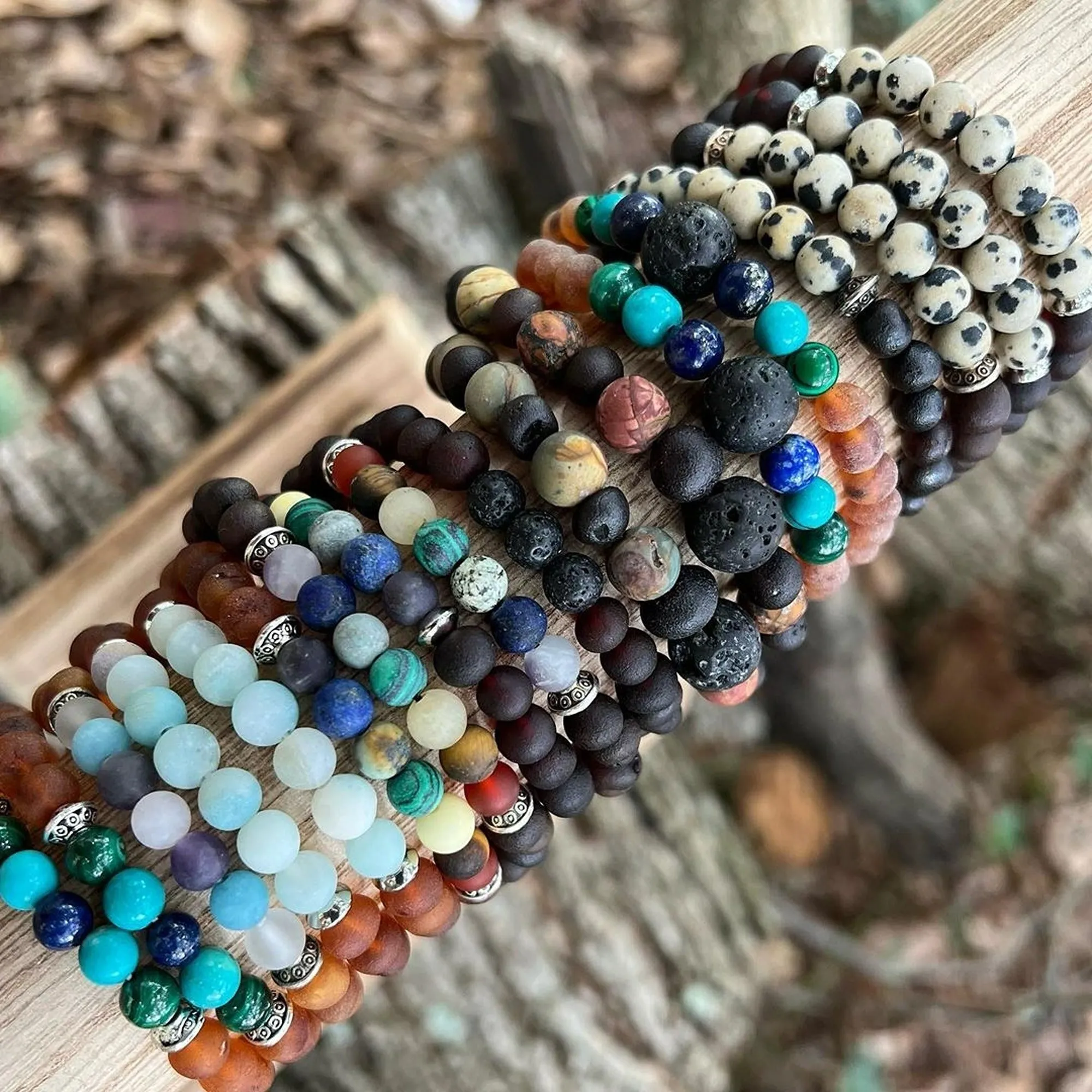 Adults | Malachite Mix   Raw Cognac Amber Bracelet