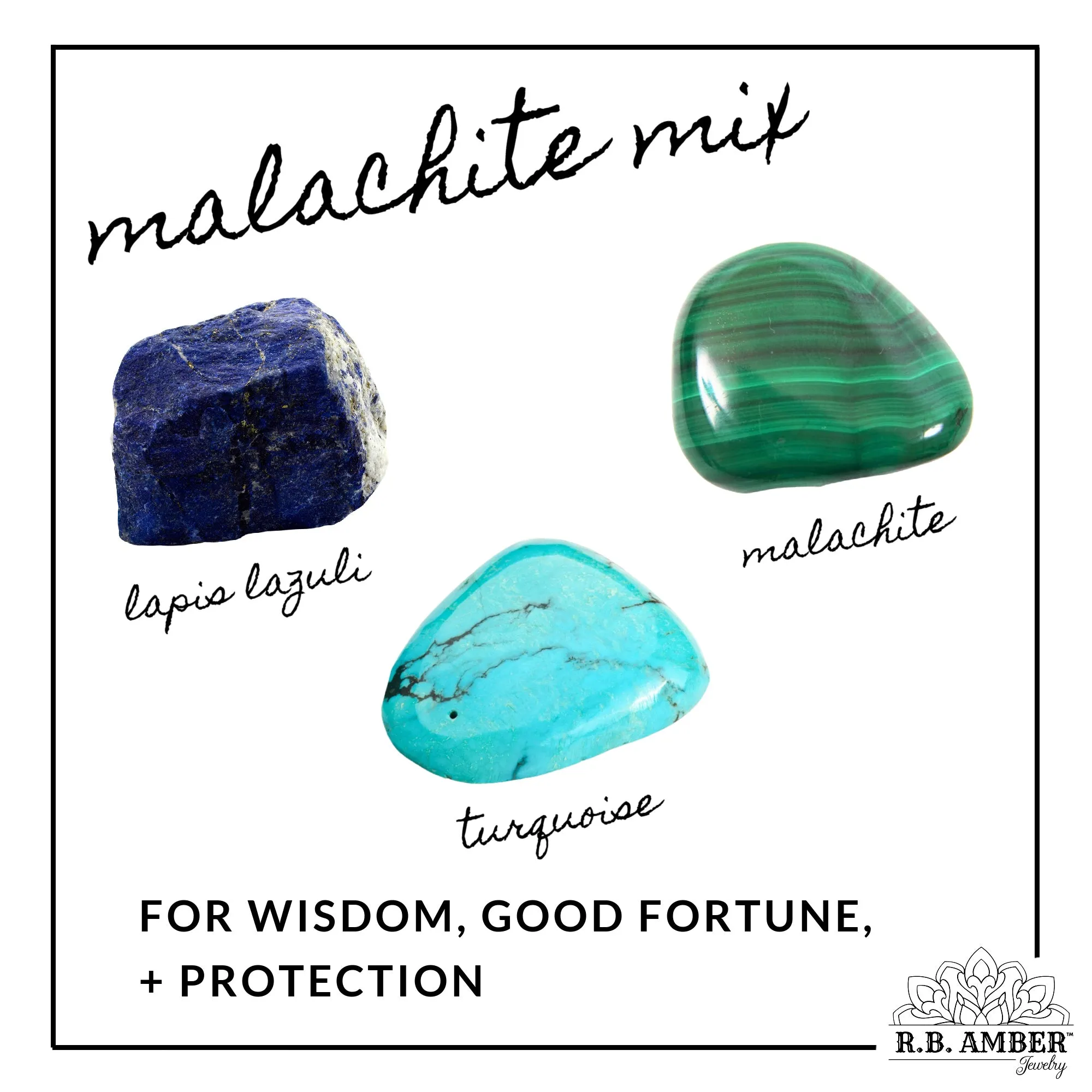 Adults | Malachite Mix   Raw Cognac Amber Bracelet