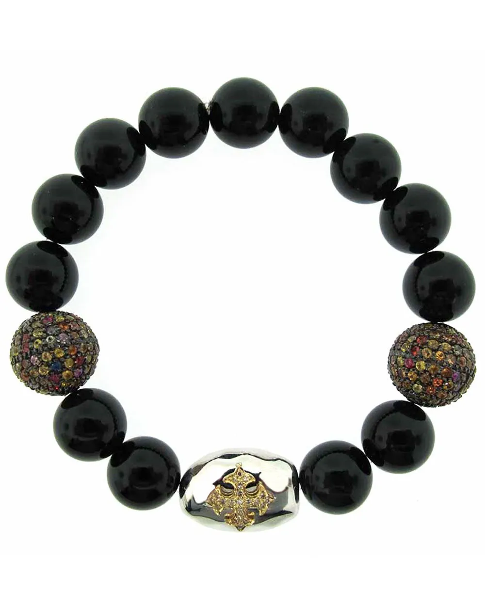 Agate, Diamond, and Sapphire Bead Bracelet