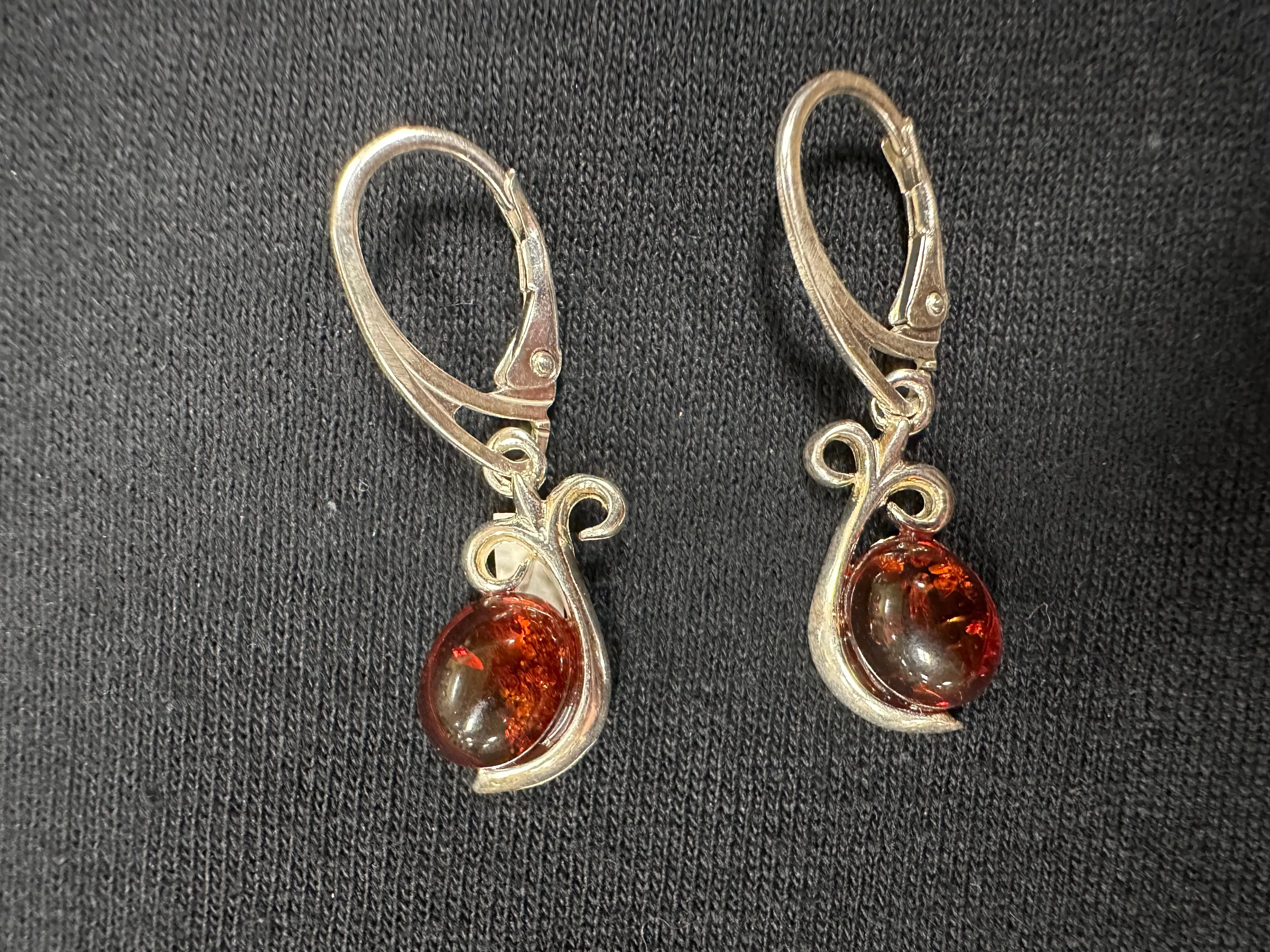 Amber/Silver Earrings