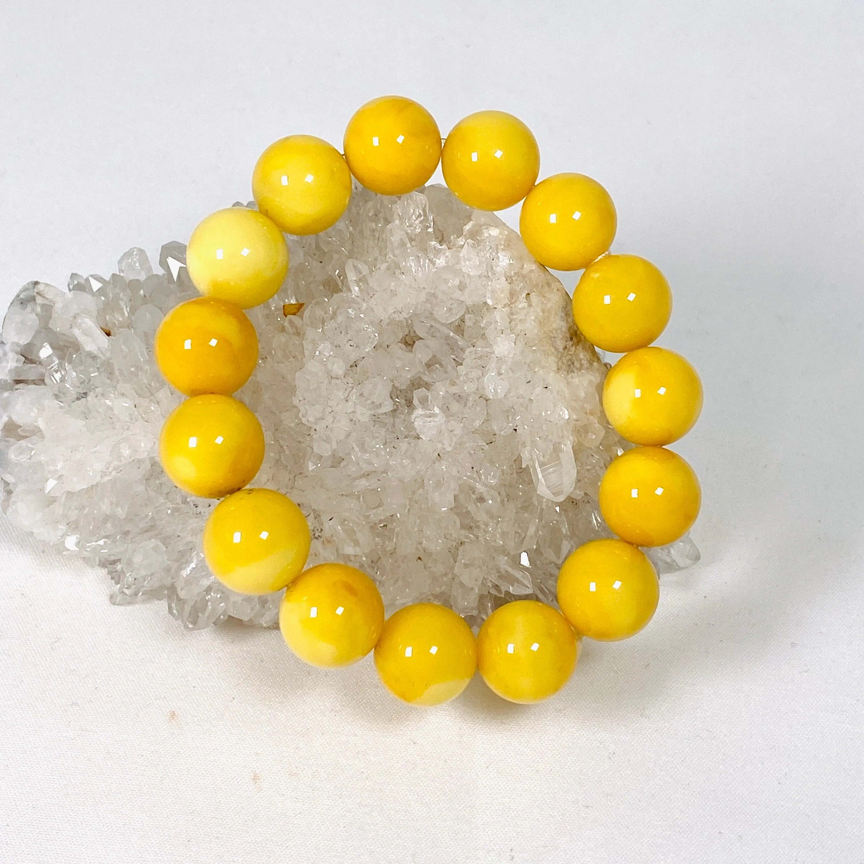 Baltic Butter Amber round beaded 12mm bracelet AMB243