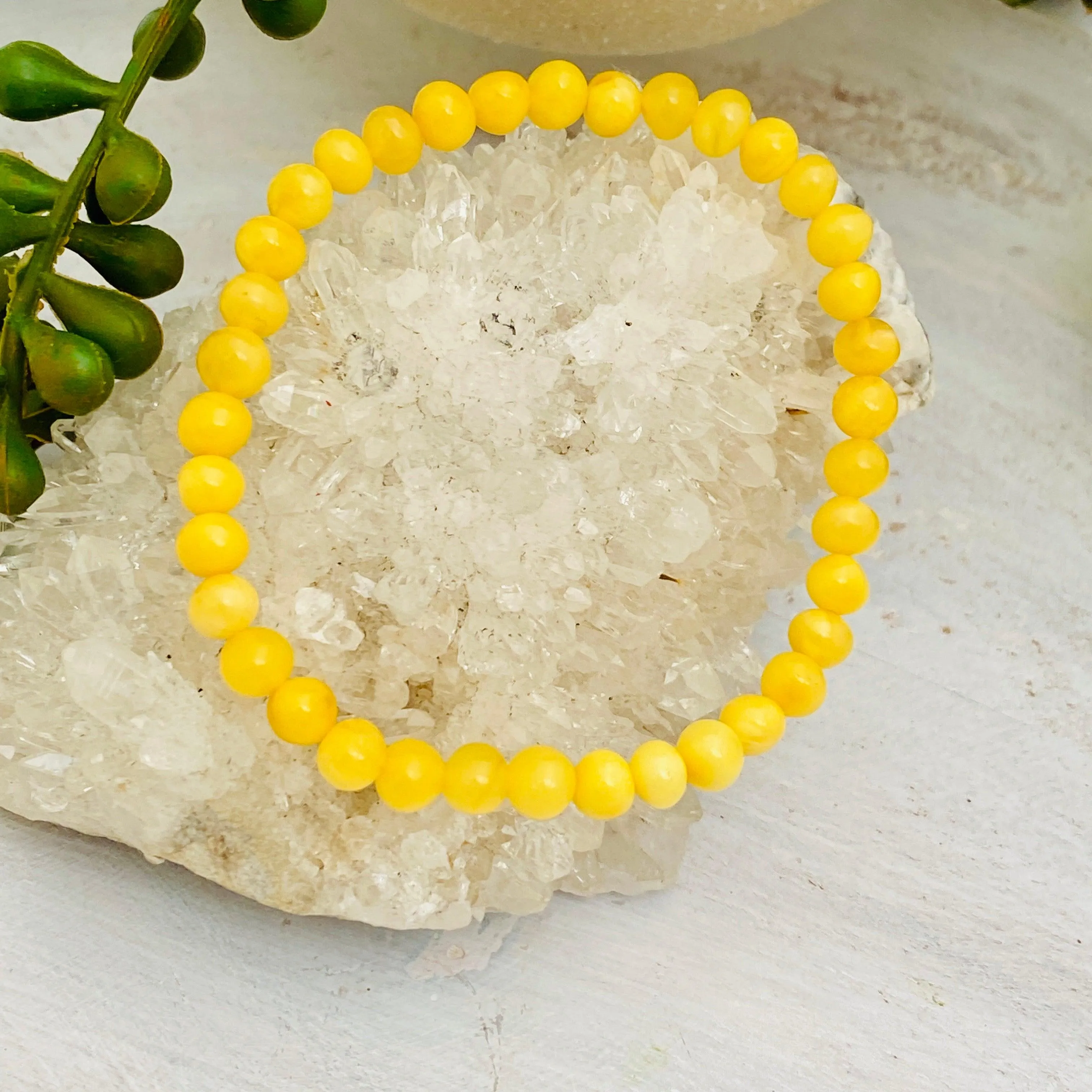 Baltic Butter Amber round beaded 5mm bracelet AMB97