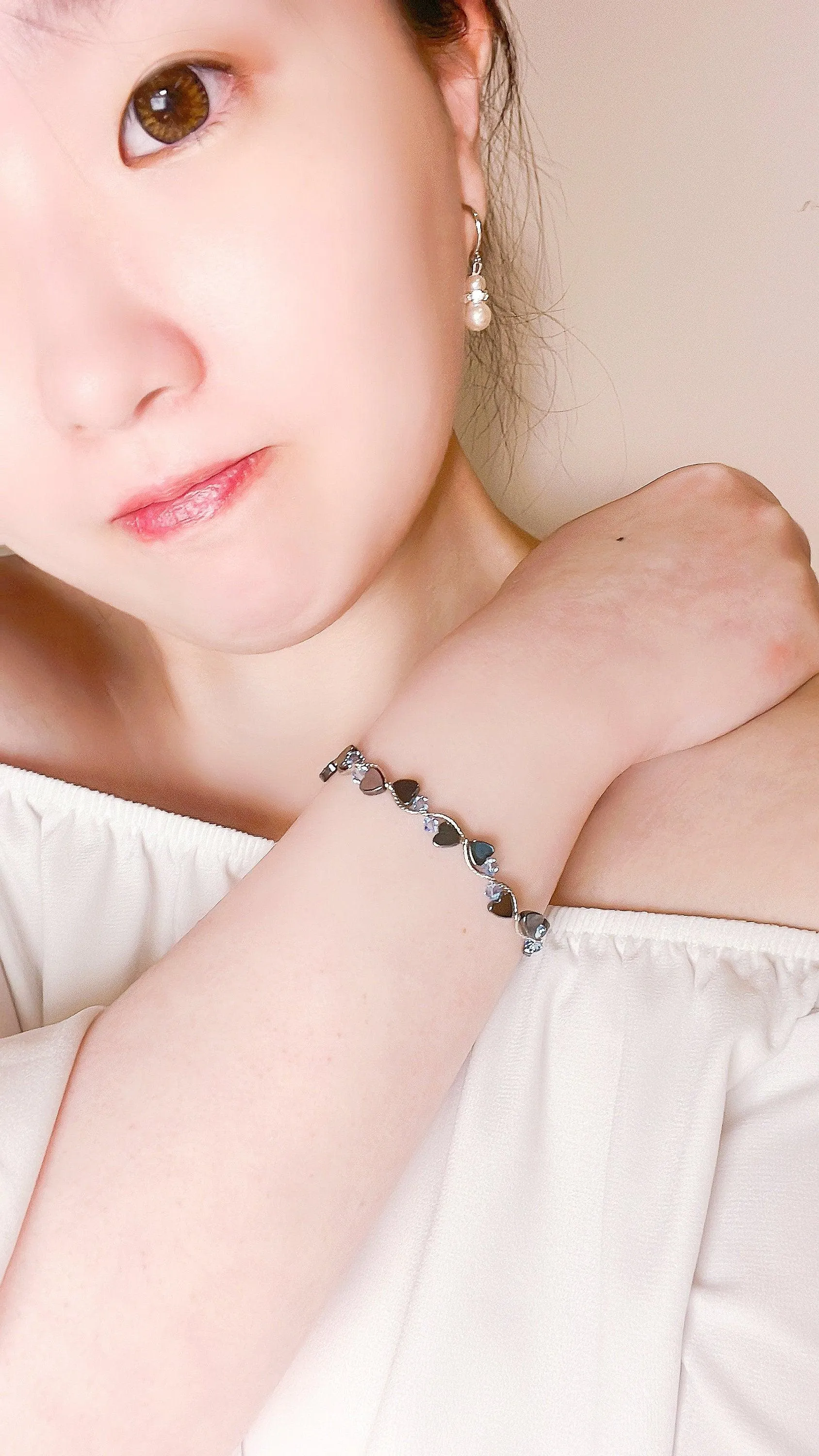 Blue Zircon Heart Crystal Bracelet