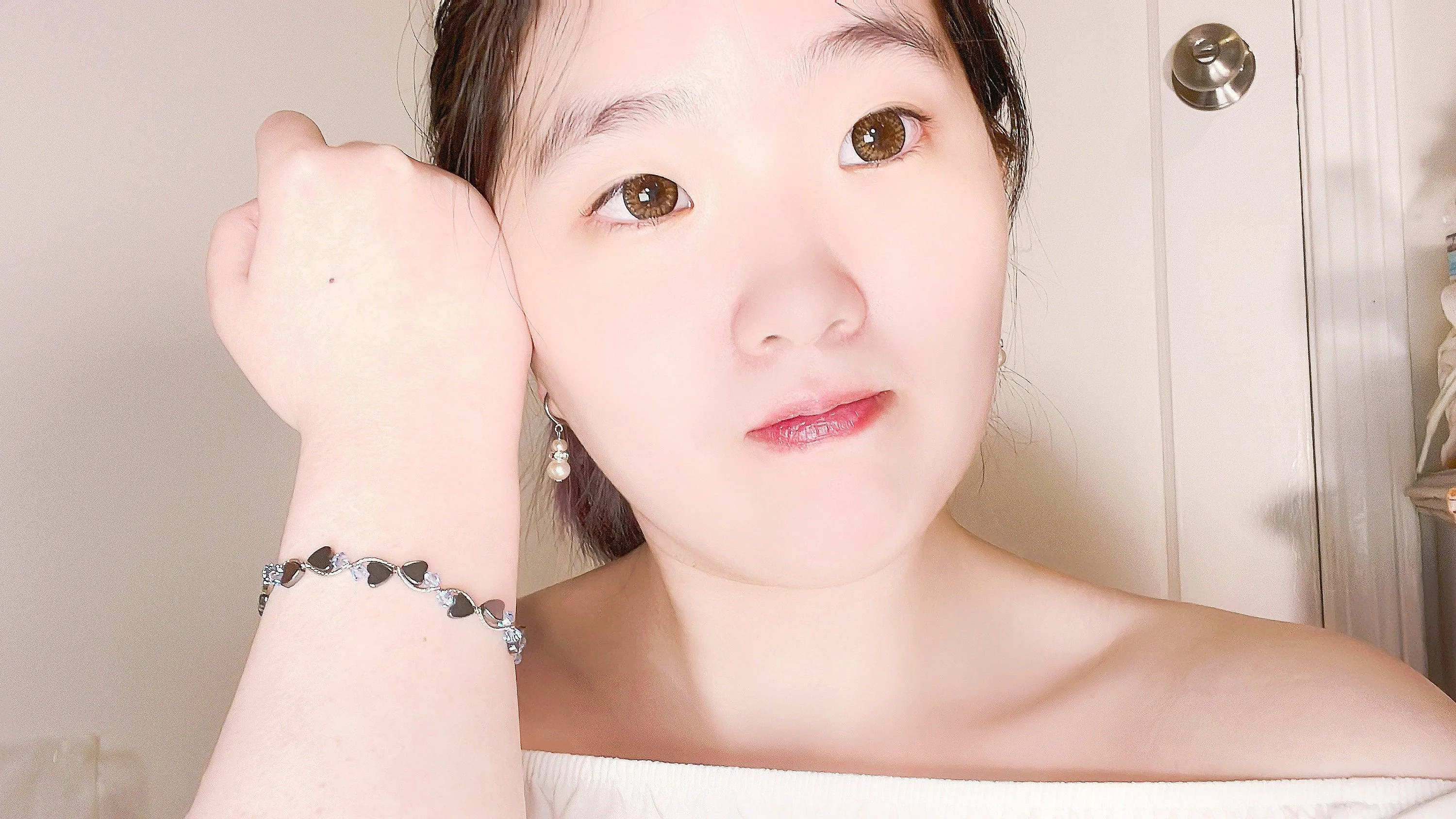 Blue Zircon Heart Crystal Bracelet