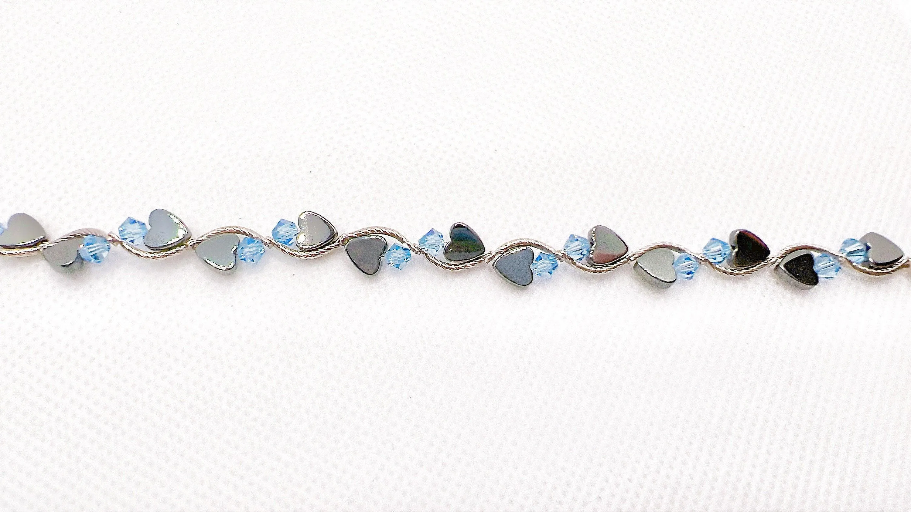 Blue Zircon Heart Crystal Bracelet