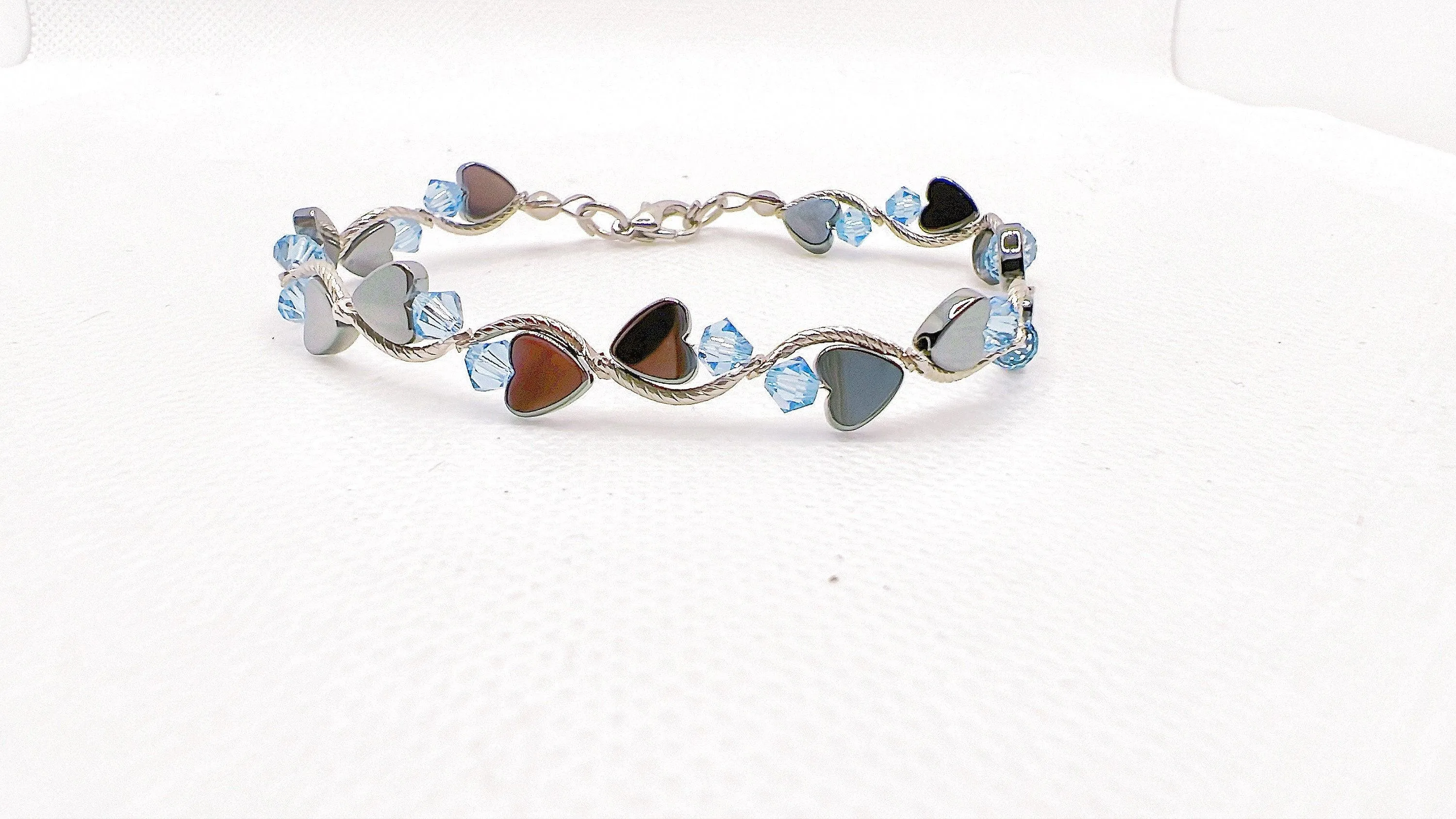 Blue Zircon Heart Crystal Bracelet