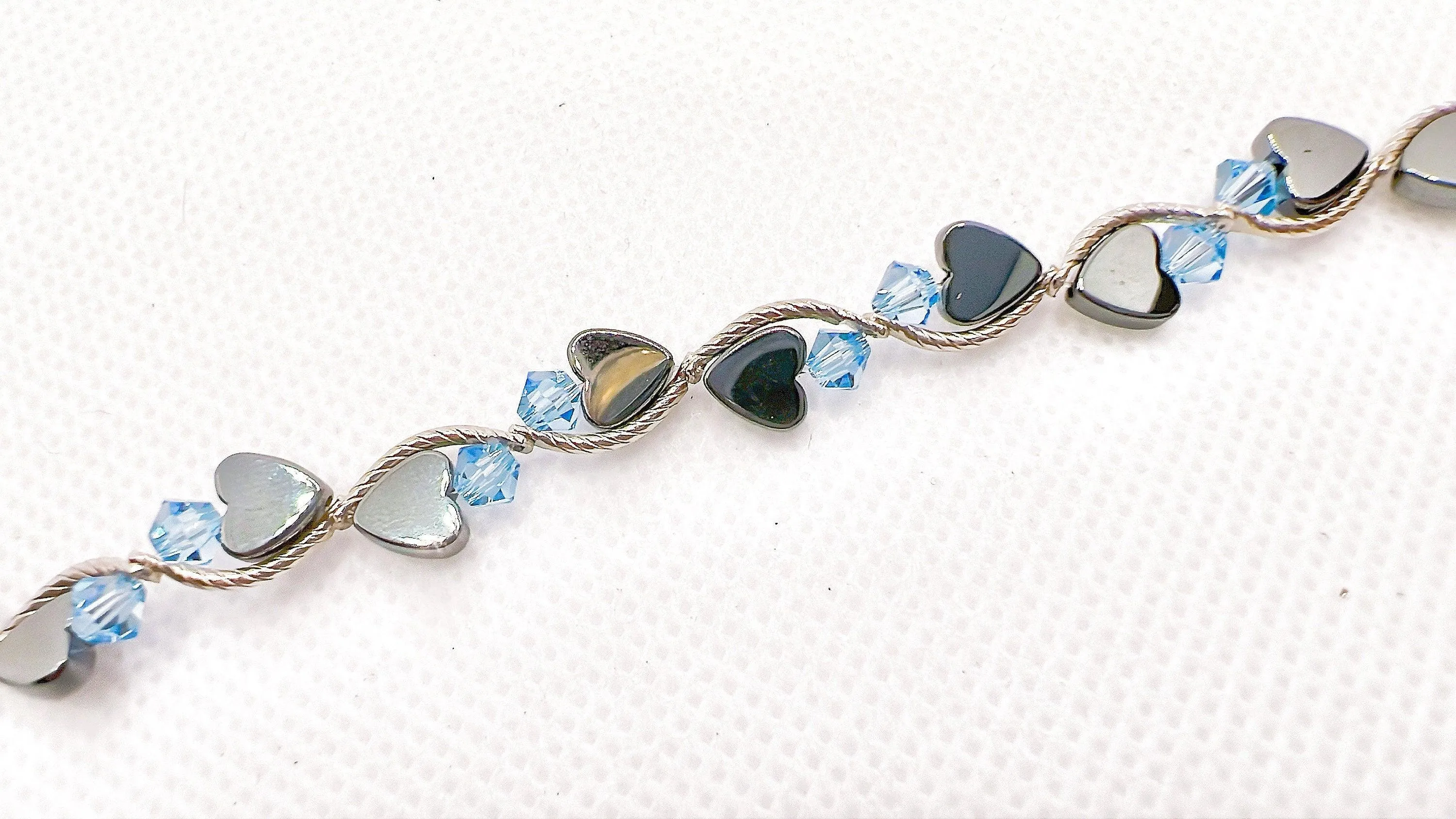 Blue Zircon Heart Crystal Bracelet