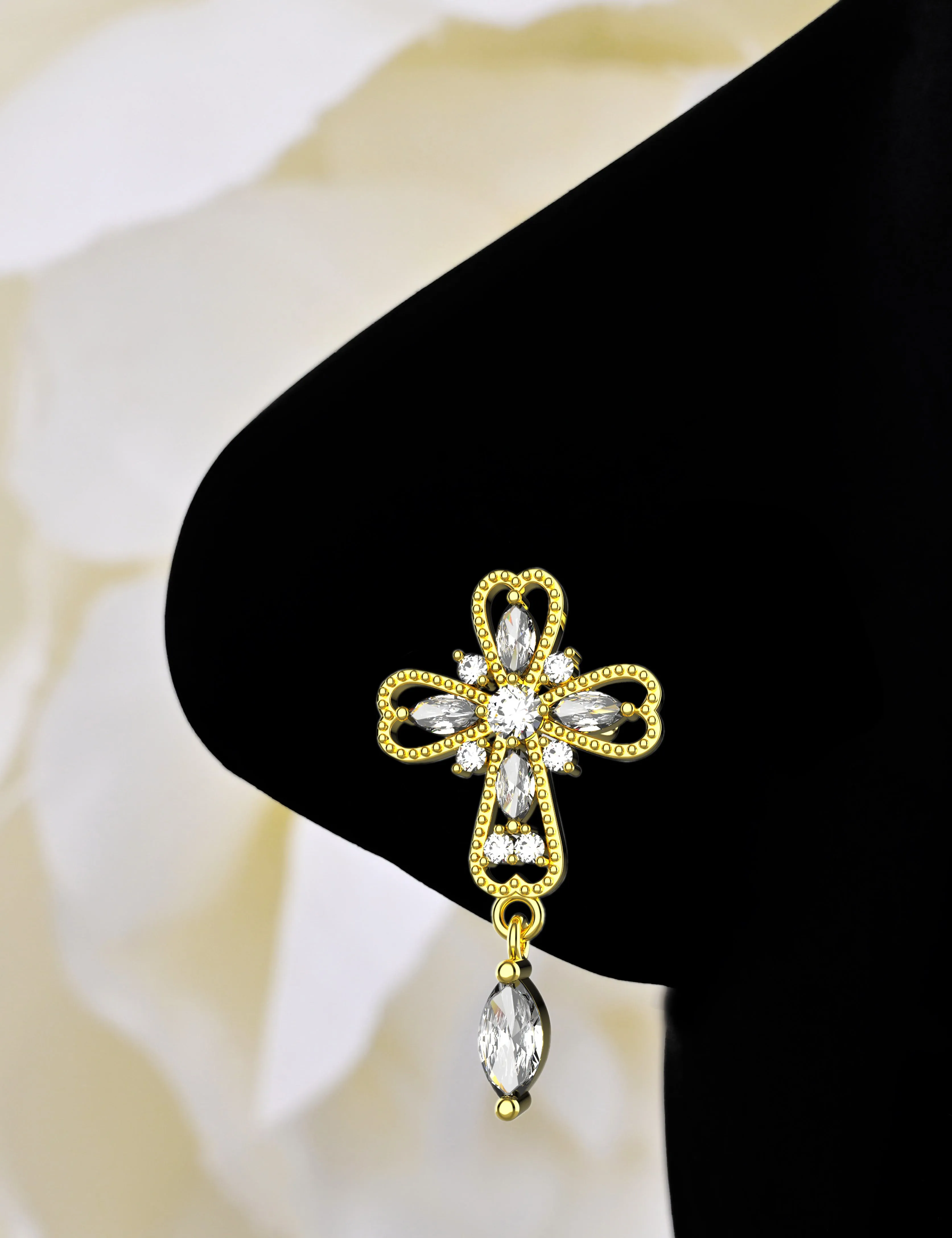 cross dangle nose ring & religious nose stud jewelry