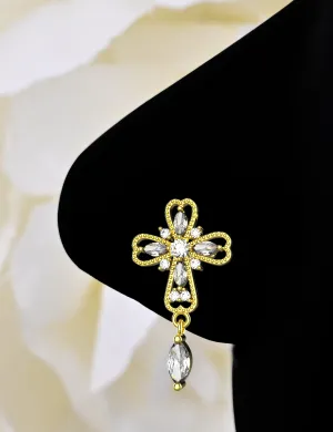 cross dangle nose ring & religious nose stud jewelry