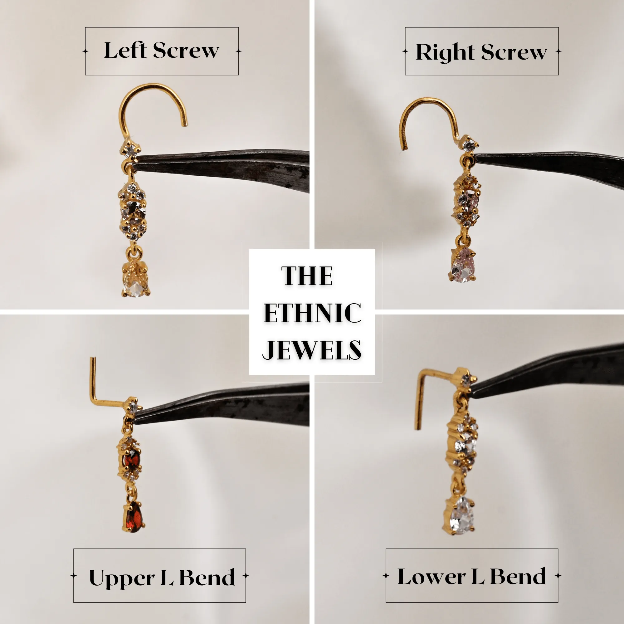Cross Garnet Dangle Nose Ring – Gold Piercing Jewelry for Women