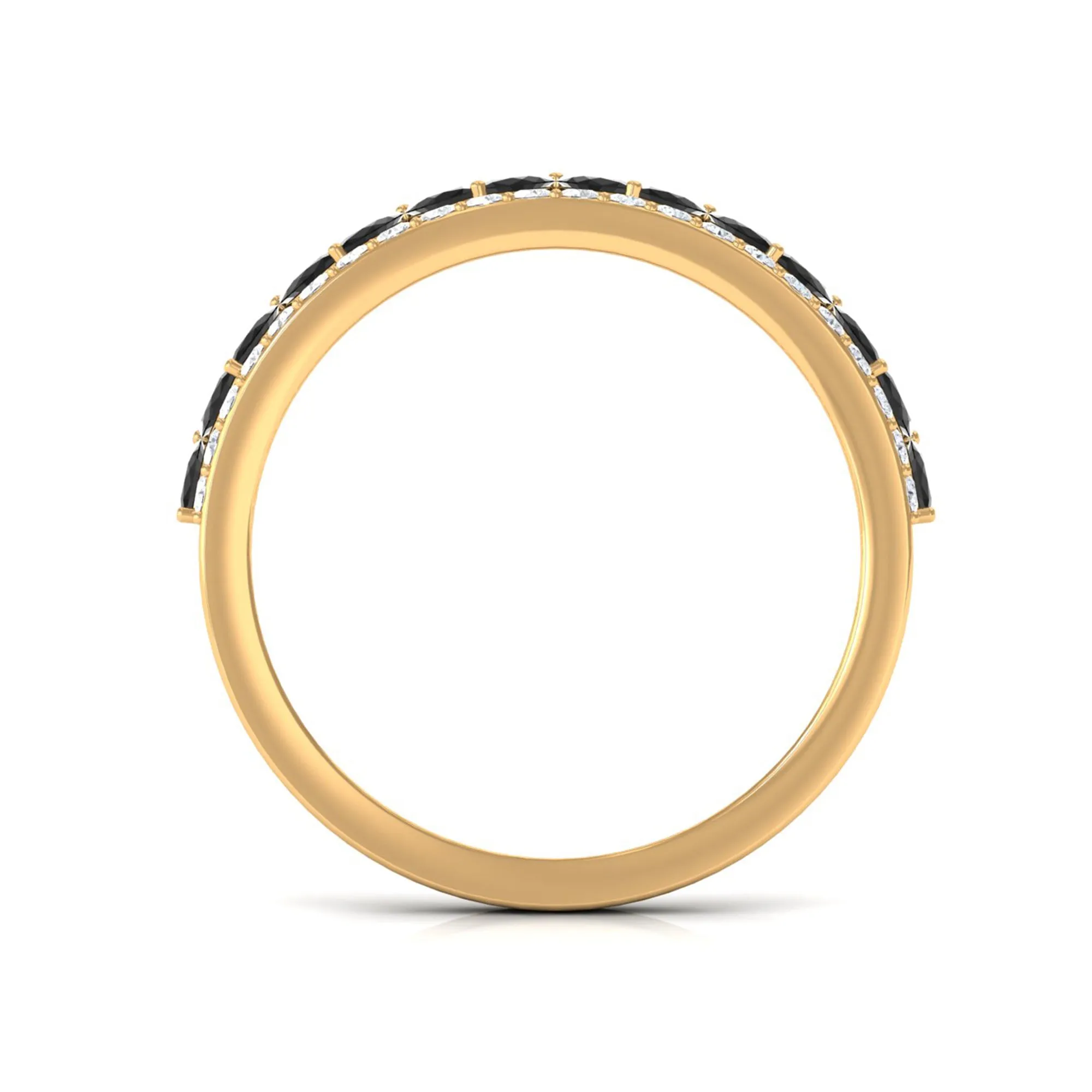 Crown Style Half Eternity Ring with Black Onyx and Diamond