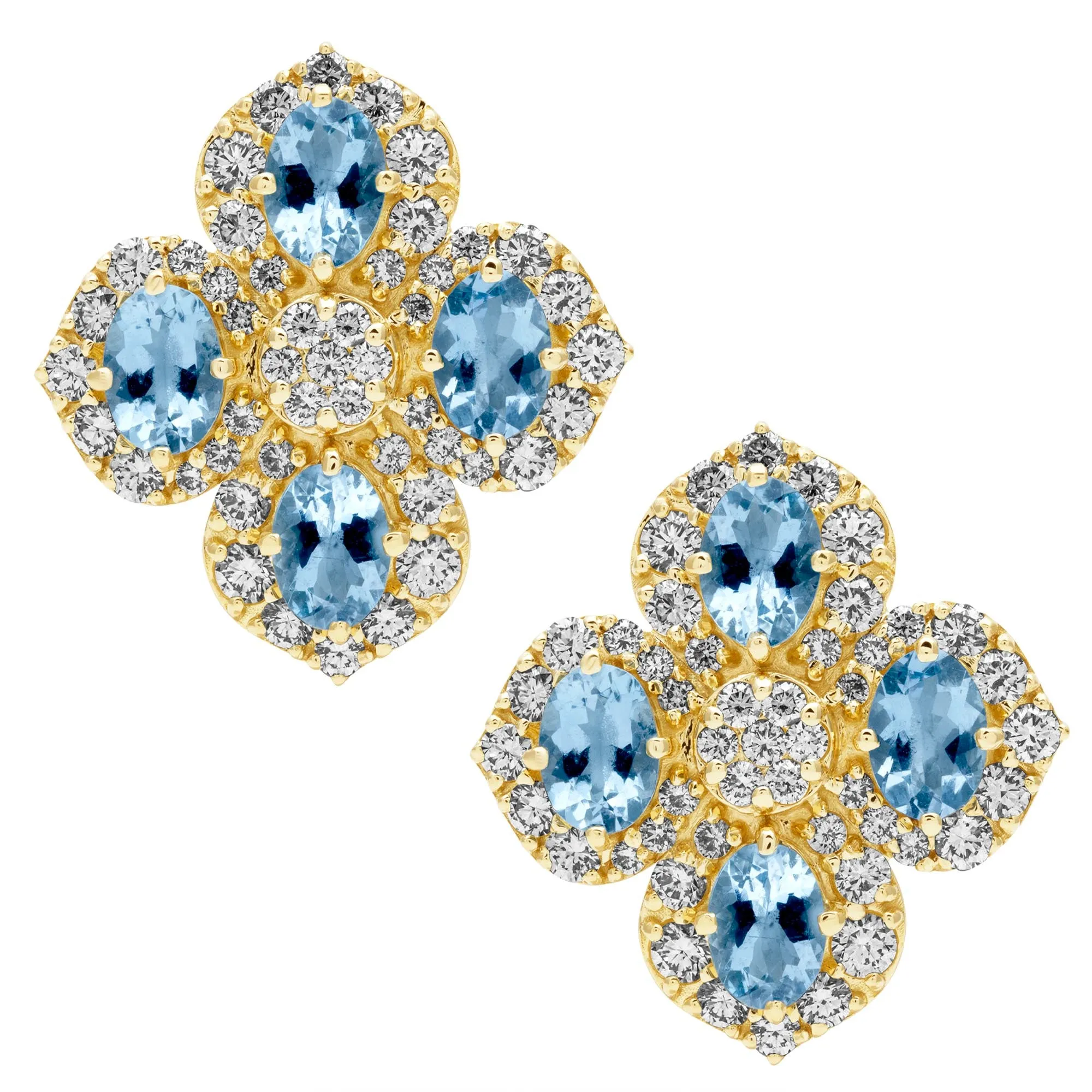 Earrings - Aquamarine And Diamond (2395A)