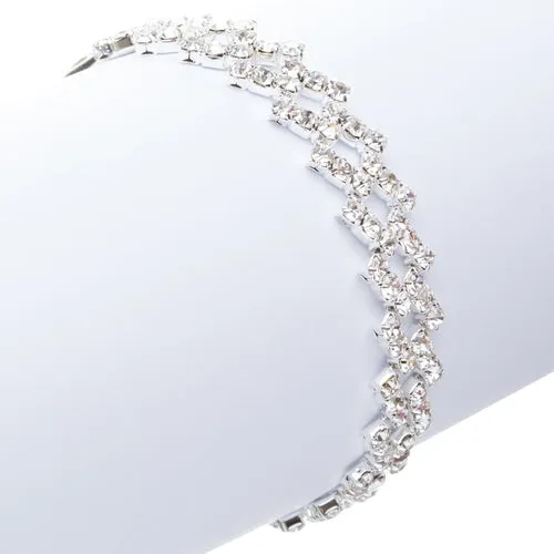 Fashion Chic Crystal Rhinestone Simple Yet Elegant Link Bracelet B422 Silver
