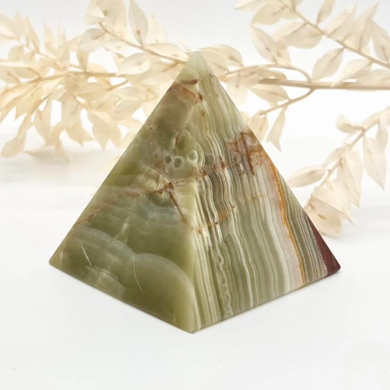 Green Onyx Crystal Pyramid Gift for Her Crystal Carving