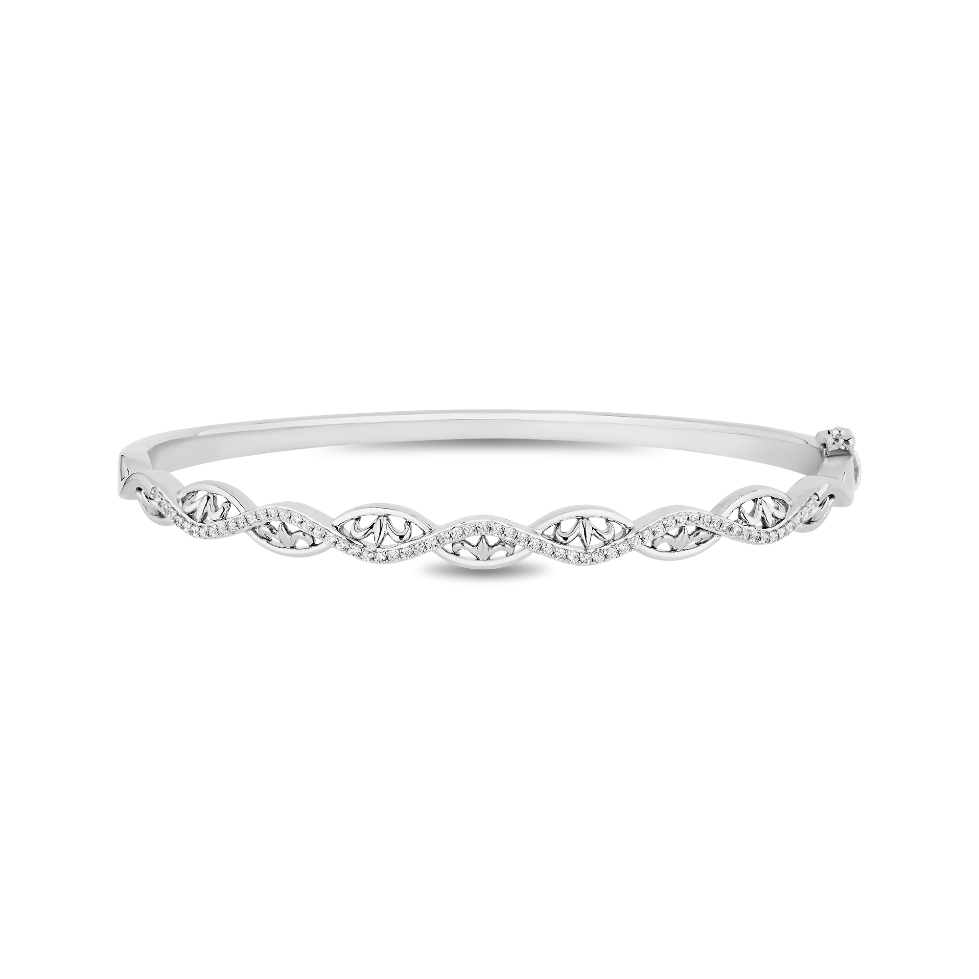 Hallmark Fine Jewelry Lace Twist Bangle in Sterling Silver with Diamonds