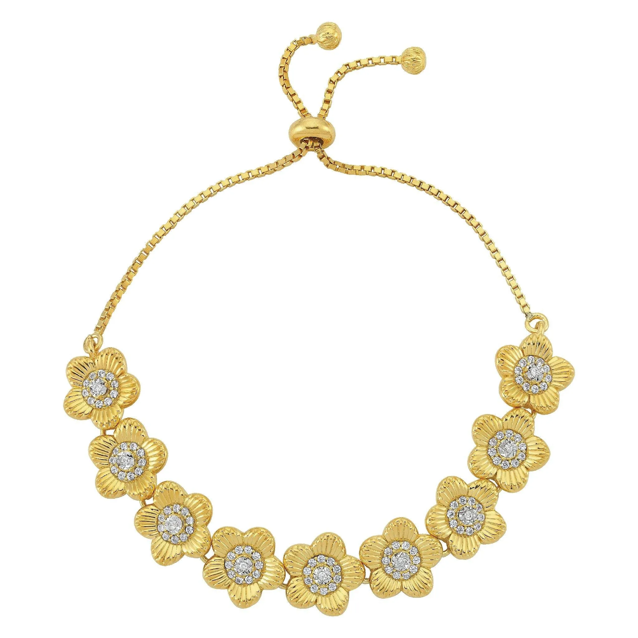 In Bloom Diamond and Zircon Slide Adjustable Bracelet