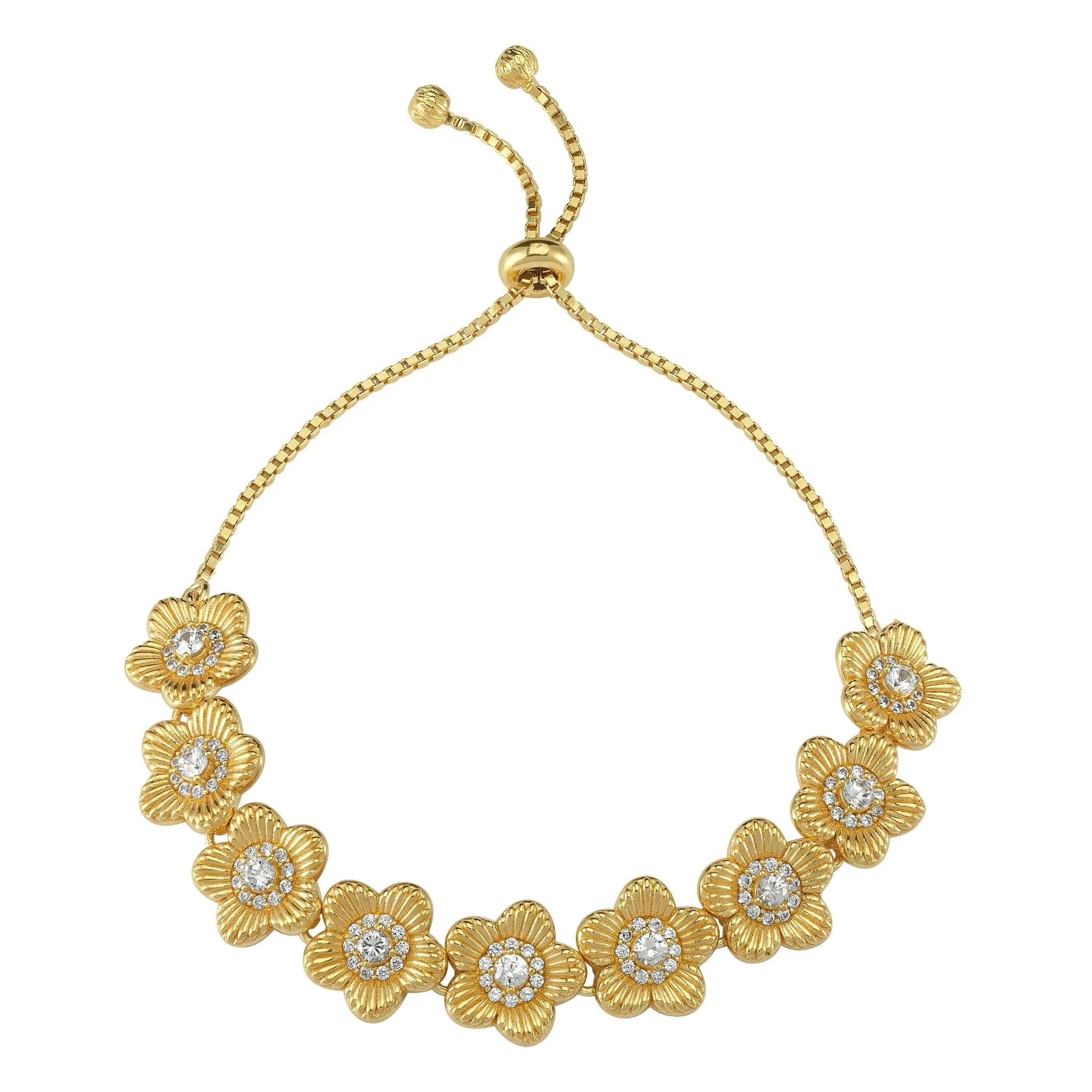 In Bloom Diamond and Zircon Slide Adjustable Bracelet