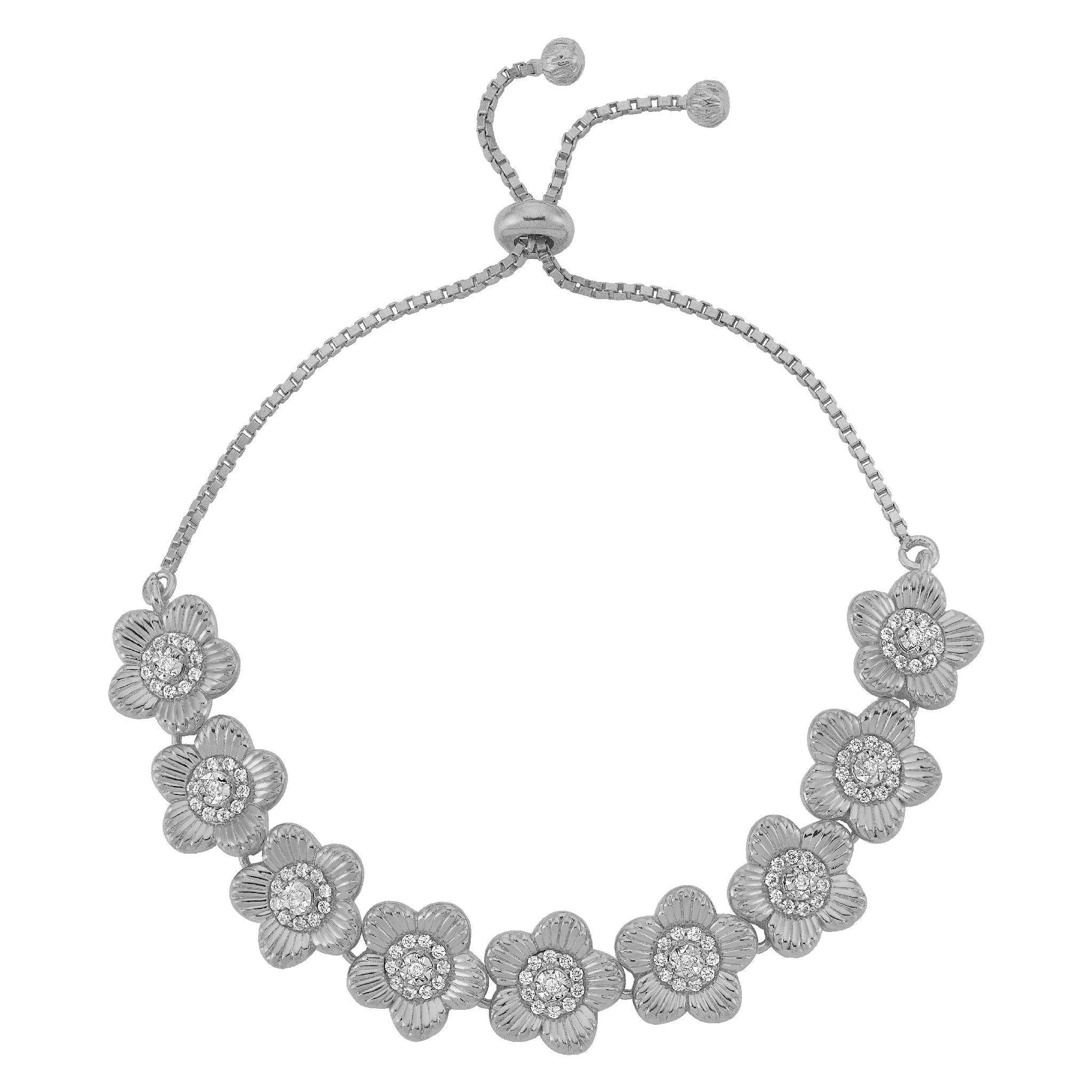 In Bloom Diamond and Zircon Slide Adjustable Bracelet