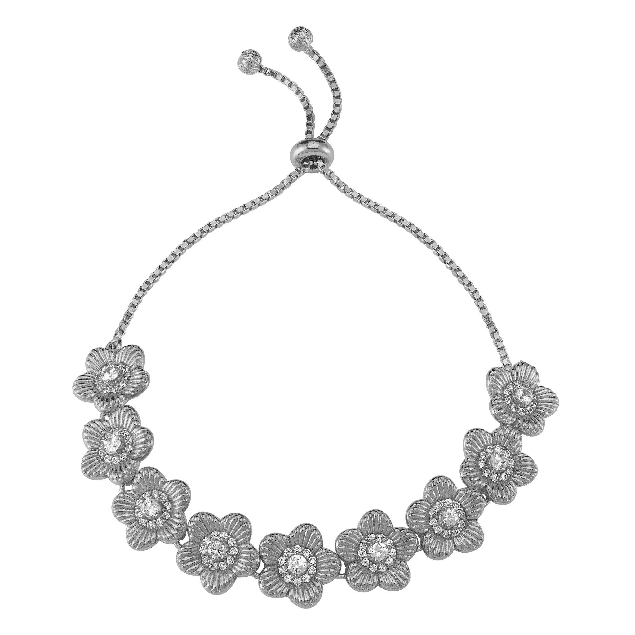 In Bloom Diamond and Zircon Slide Adjustable Bracelet