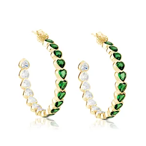 Large Bezel Set Heart Hoops