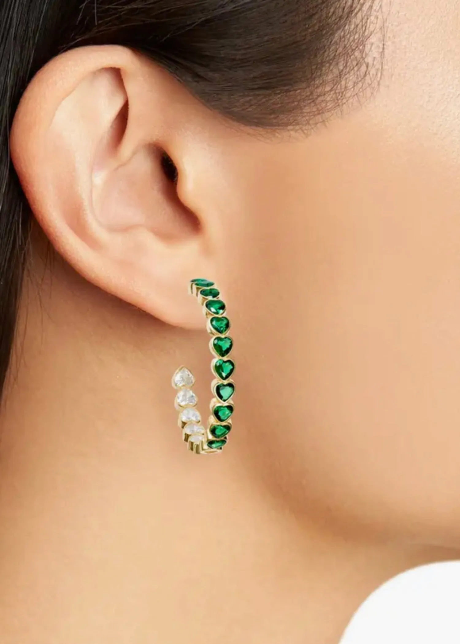 Large Bezel Set Heart Hoops