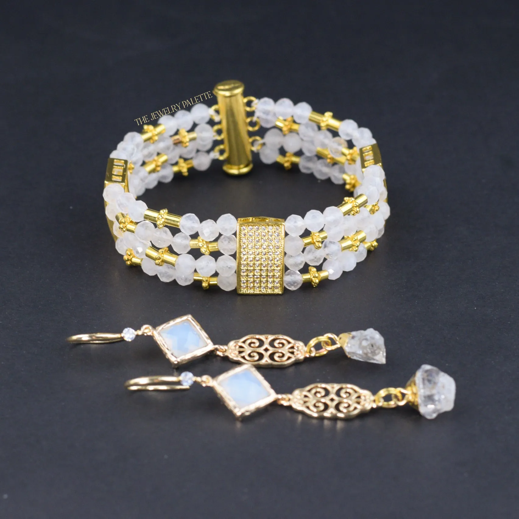 Lila multitier white quartz bracelet
