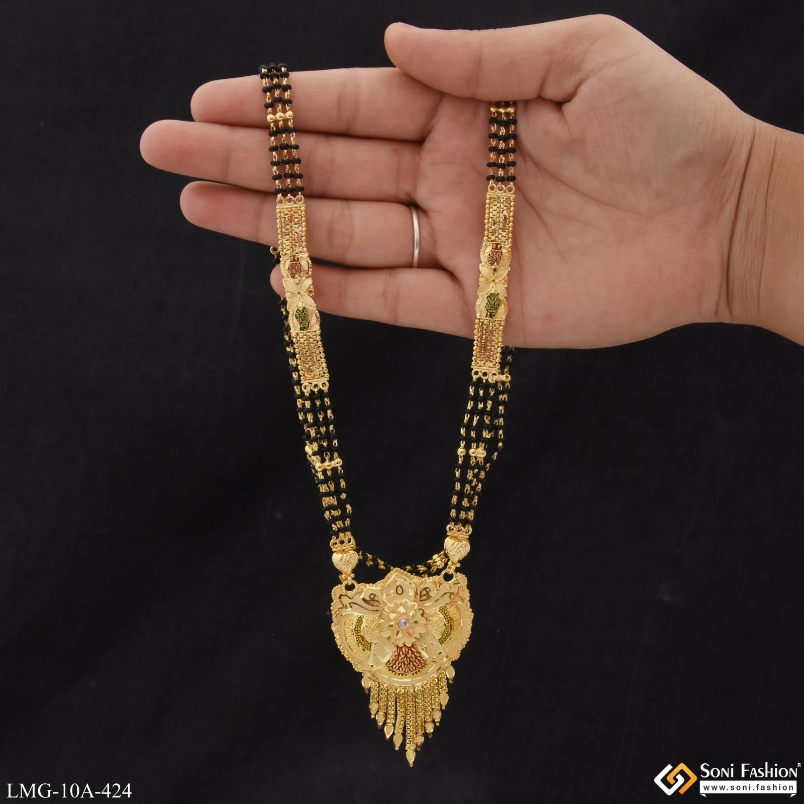 Lovely Design Dazzling Design Gold Plated Mangalsutra for Women - Style A424