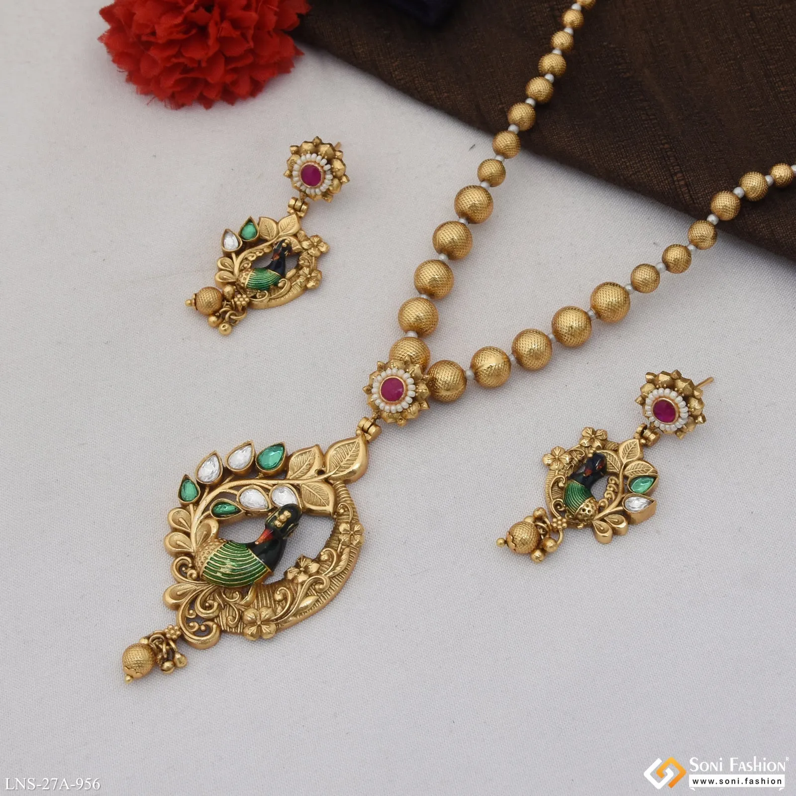 Magnificent Design Gold Plated Necklace Set for Women - Style A956