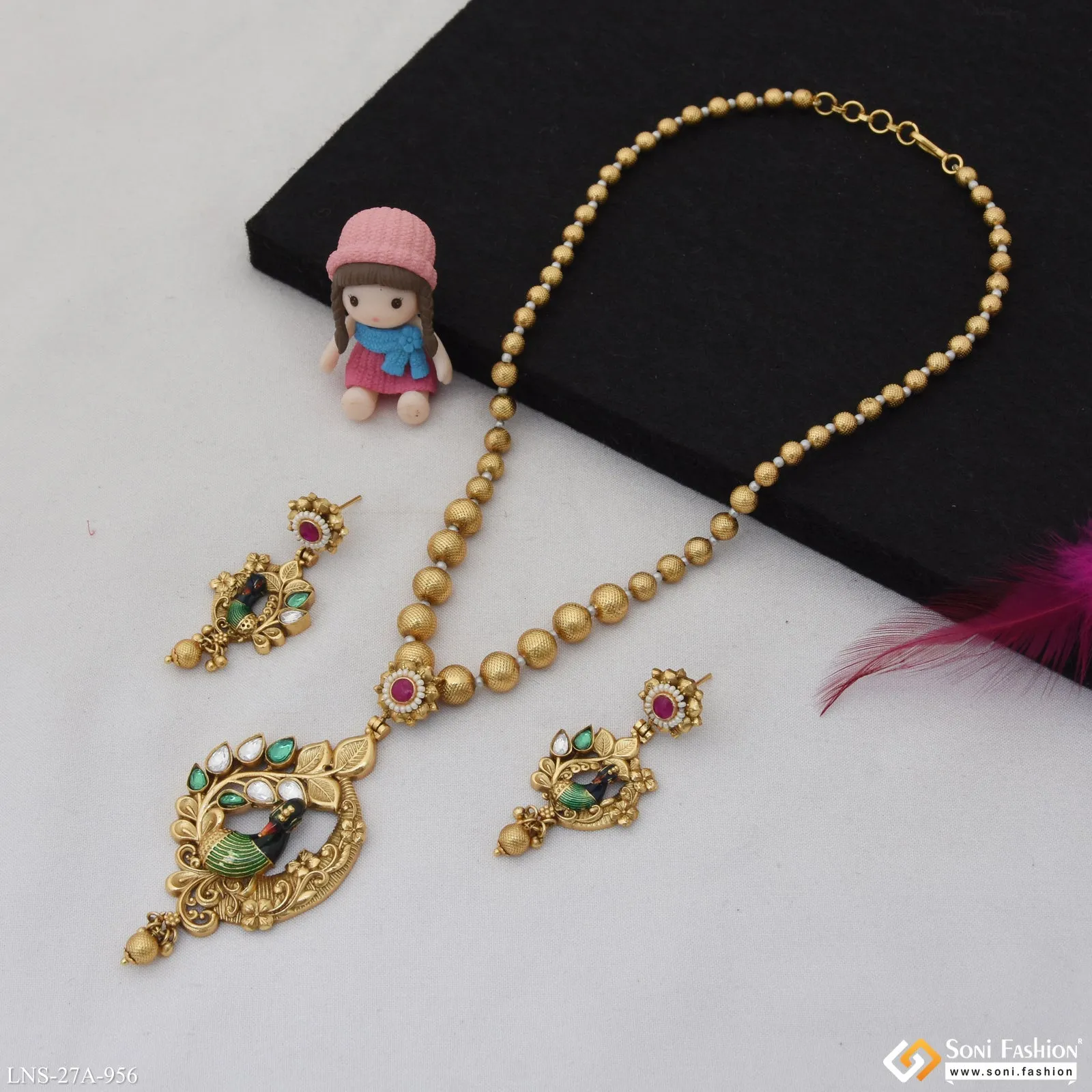 Magnificent Design Gold Plated Necklace Set for Women - Style A956