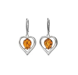 MILENA Amber Drop Hearts Earrings