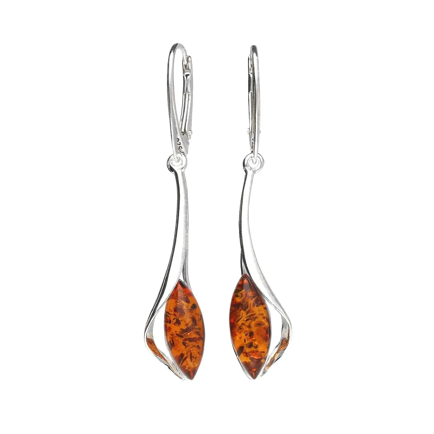 MILENA Earrings Silver and Baltic Amber Elegant