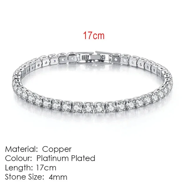 Modern Crystals Tennis Bracelets for Men Women Silver Color 2.5mm/3mm/4mm/5mm Zircon Fashion Jewelry