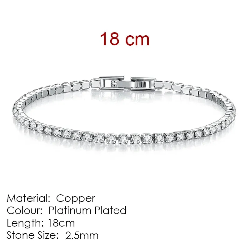 Modern Crystals Tennis Bracelets for Men Women Silver Color 2.5mm/3mm/4mm/5mm Zircon Fashion Jewelry