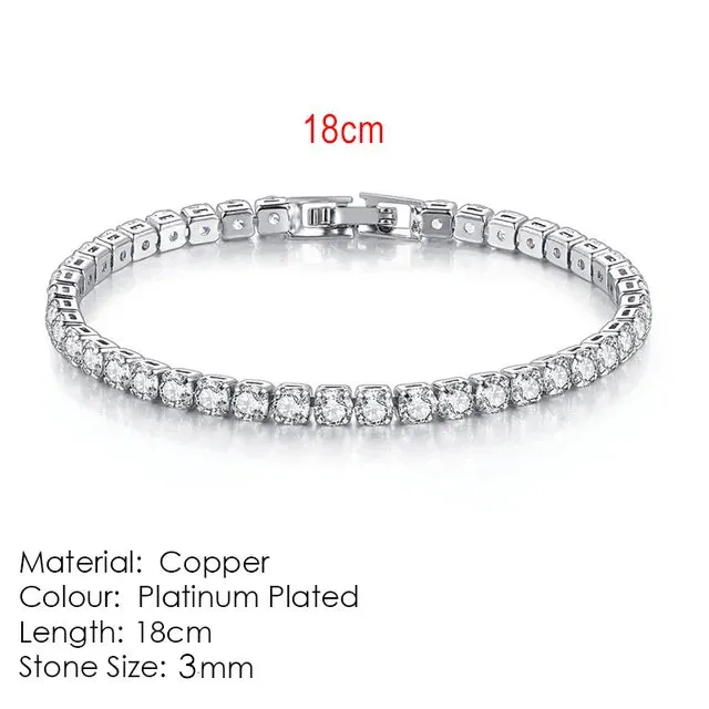 Modern Crystals Tennis Bracelets for Men Women Silver Color 2.5mm/3mm/4mm/5mm Zircon Fashion Jewelry